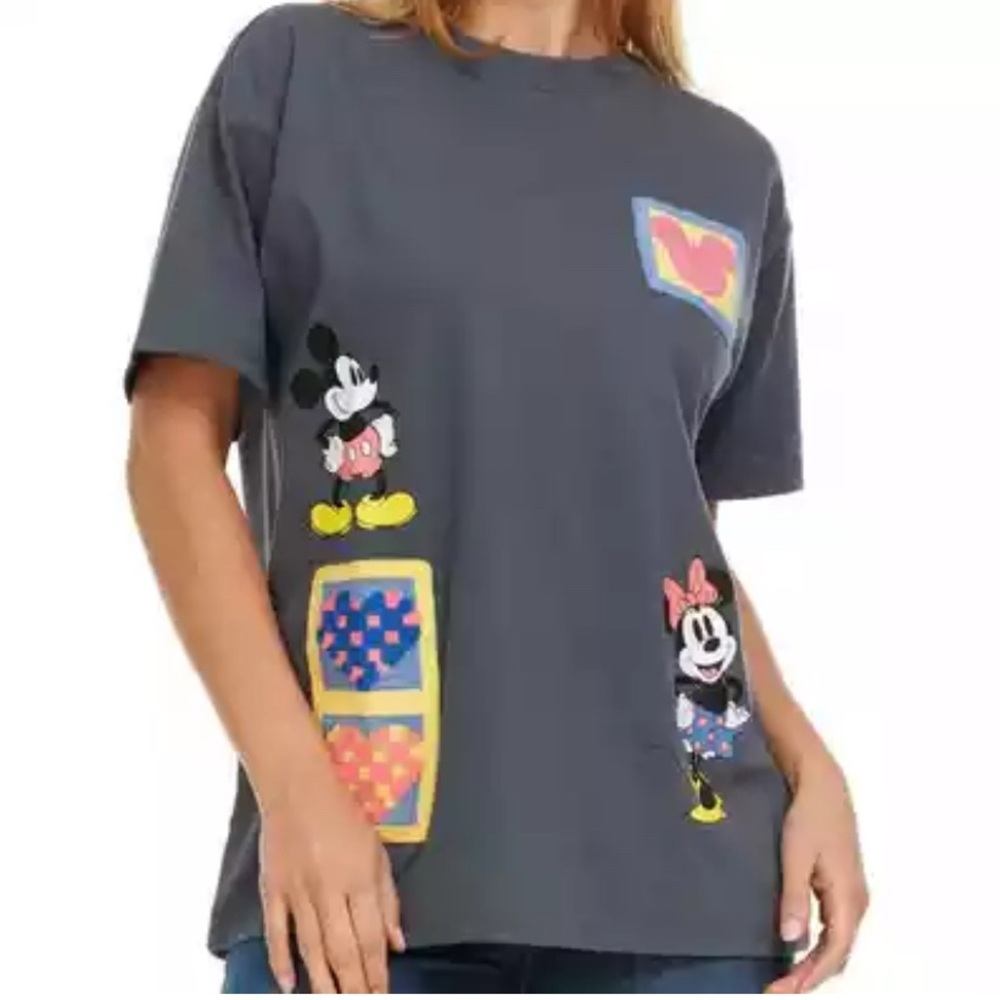 Disney Mickey Mouse Cross Stitch Patch Women's Tee 2X Stretch Printed Comfy